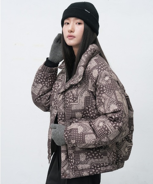 GENERAL IDEA(ジェネラルアイデア)の「air mix paisley puffer エアミックスペイズリー中綿ジャケット(ブルゾン・レディース・カーキ/ブラック/ダークブラウン・L/M/S)」の4枚目の写真