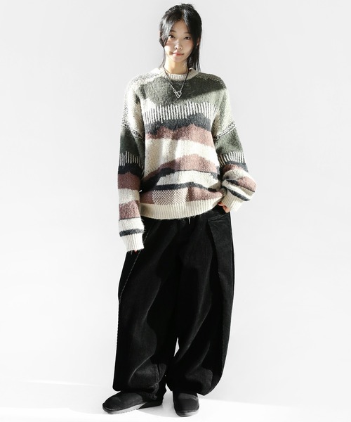 minsobi（ミンソビ）の「ディープタック コーデュロイワイドパンツ（デニムパンツ・メンズ・ブラック/ブラウン・FREE）」の11枚目の写真