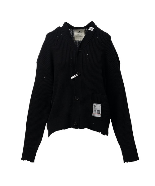 MIHARA YASUHIRO ミハラヤスヒロ ニットカーディガン ブラック Distressed Knit Cardigan（カーディガン/ボレロ）｜Maison MIHARA