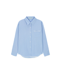 Lace pocket seersucker shirt - blue