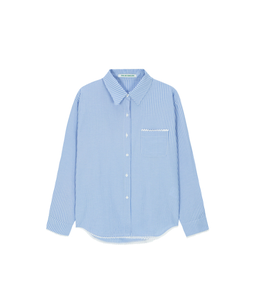 SALAD BAGUNI(サラダバグニ)の「Lace pocket seersucker shirt - blue(シャツ/ブラウス・レディース・その他・FREE)」の1枚目の写真