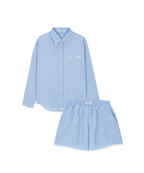 SALAD BAGUNI(サラダバグニ)の「Lace pocket seersucker shirt - blue(シャツ/ブラウス・レディース・その他・FREE)」の3枚目の写真