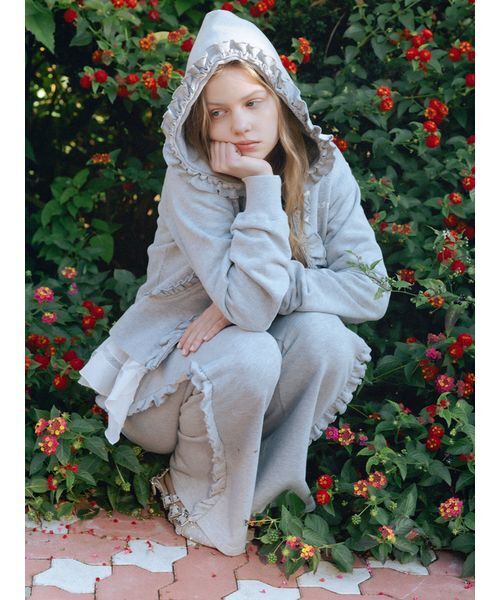 FURFUR（ファーファー）の「フラワー刺繍ケーブルカーディガン（カーディガン/ボレロ・レディース・ブラック/ホワイト/ピンク・F）」の5枚目の写真