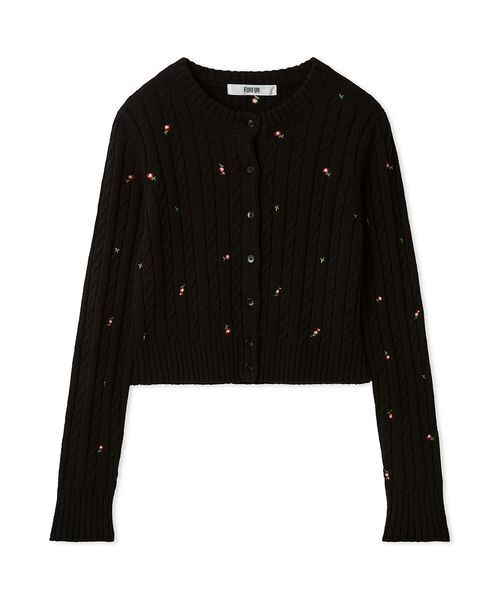 FURFUR（ファーファー）の「フラワー刺繍ケーブルカーディガン（カーディガン/ボレロ・レディース・ブラック/ホワイト/ピンク・F）」の17枚目の写真