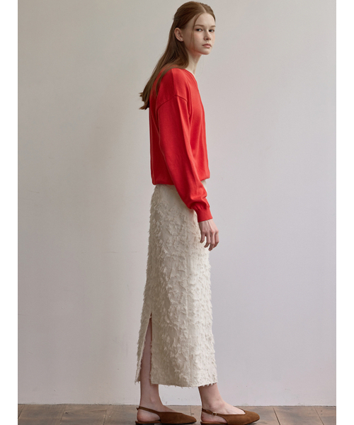 BEMUSE MANSION（ビミューズマンション）の「Bemuse V-neck knit - Red（ニット/セーター・レディース・その他・FREE）」の3枚目の写真