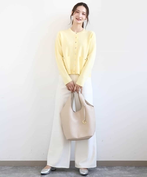 MK MICHEL KLEIN（エムケーミッシェルクラン）の「ジャケットライクニットカーディガン/洗える（カーディガン/ボレロ・レディース・ライトイエロー/ブルーグレー/ホワイト/ネイビー・38）」の7枚目の写真