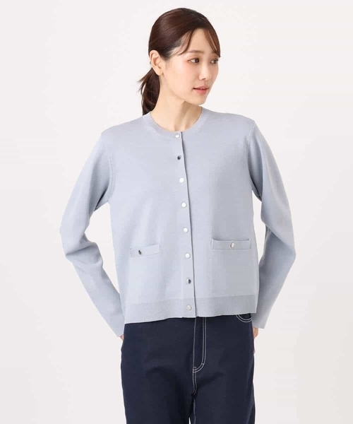 MK MICHEL KLEIN（エムケーミッシェルクラン）の「ジャケットライクニットカーディガン/洗える（カーディガン/ボレロ・レディース・ライトイエロー/ブルーグレー/ホワイト/ネイビー・38）」の12枚目の写真