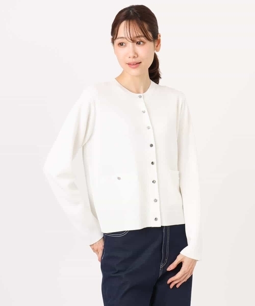 MK MICHEL KLEIN（エムケーミッシェルクラン）の「ジャケットライクニットカーディガン/洗える（カーディガン/ボレロ・レディース・ライトイエロー/ブルーグレー/ホワイト/ネイビー・38）」の20枚目の写真