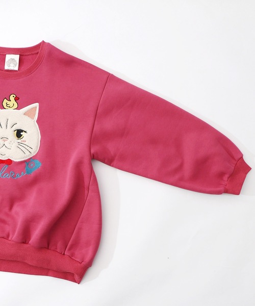 ScoLar(スカラー)の「153768:ネコのボアアップリケ×刺繍 裏起毛プルオーバー(Tシャツ/カットソー・レディース・ブラック/グリーン/ピンク・M)」の15枚目の写真