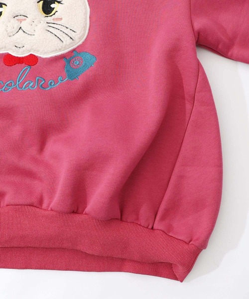ScoLar(スカラー)の「153768:ネコのボアアップリケ×刺繍 裏起毛プルオーバー(Tシャツ/カットソー・レディース・ブラック/グリーン/ピンク・M)」の16枚目の写真