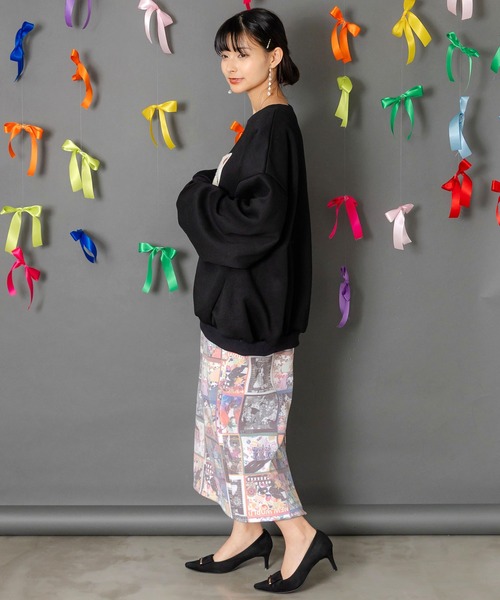 ScoLar(スカラー)の「153768:ネコのボアアップリケ×刺繍 裏起毛プルオーバー(Tシャツ/カットソー・レディース・ブラック/グリーン/ピンク・M)」の5枚目の写真