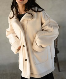 Muffiny（マフィニー）の「やわらかムートンタッチ スタンドジャケット（テーラードジャケット）」