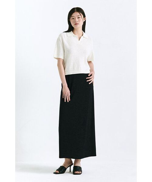 MUSINSA STANDARD WOMAN（ムシンサスタンダードウーマン）の「ウィメンズソフトジャージマキシスカート[ブラック]（スカート・レディース・その他・LARGE/MEDIUM/SMALL/X-SMALL）」の2枚目の写真