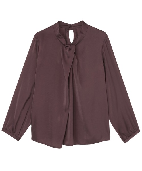 TOKYO SHIRTS(トウキョウシャツ)の「変形タックサテン ブラウス(シャツ/ブラウス・レディース・グレー/ボルドー・M/L)」の2枚目の写真