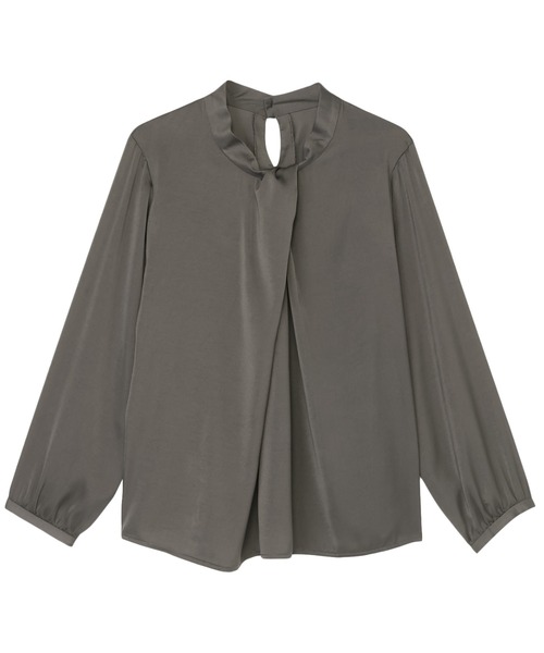 TOKYO SHIRTS(トウキョウシャツ)の「変形タックサテン ブラウス(シャツ/ブラウス・レディース・グレー/ボルドー・M/L)」の3枚目の写真