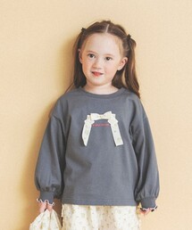 aBity select（アビティセレクト）の「【aBity select./アビティセレクト】ギンガム・小花柄リボン長袖Tシャツ（Tシャツ/カットソー）」