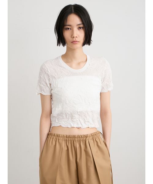 MIESROHE(ミースロエ)の「【洗える】ワッシャーニットT(ニット/セーター・レディース・ホワイト/ミント/イエロー/グレー・F)」の7枚目の写真