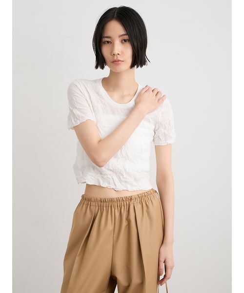 MIESROHE(ミースロエ)の「【洗える】ワッシャーニットT(ニット/セーター・レディース・ホワイト/ミント/イエロー/グレー・F)」の8枚目の写真