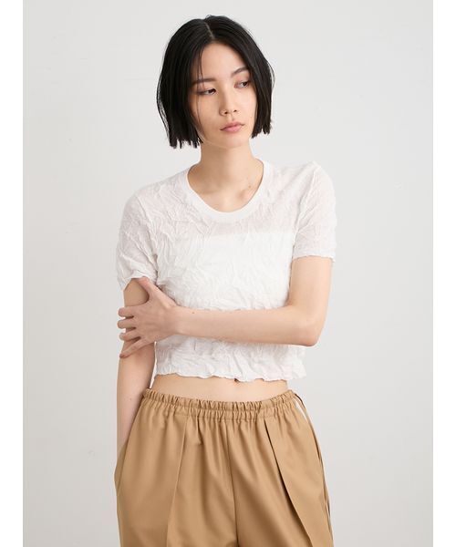 MIESROHE(ミースロエ)の「【洗える】ワッシャーニットT(ニット/セーター・レディース・ホワイト/ミント/イエロー/グレー・F)」の9枚目の写真
