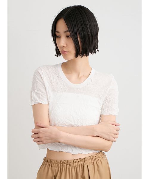 MIESROHE(ミースロエ)の「【洗える】ワッシャーニットT(ニット/セーター・レディース・ホワイト/ミント/イエロー/グレー・F)」の10枚目の写真