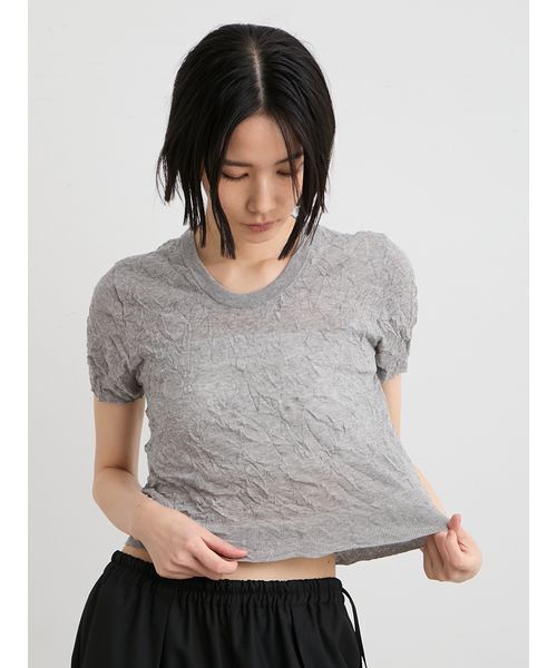 MIESROHE(ミースロエ)の「【洗える】ワッシャーニットT(ニット/セーター・レディース・ホワイト/ミント/イエロー/グレー・F)」の11枚目の写真