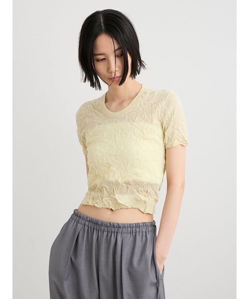 MIESROHE(ミースロエ)の「【洗える】ワッシャーニットT(ニット/セーター・レディース・ホワイト/ミント/イエロー/グレー・F)」の12枚目の写真