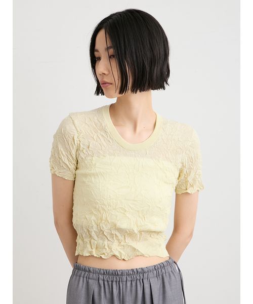 MIESROHE(ミースロエ)の「【洗える】ワッシャーニットT(ニット/セーター・レディース・ホワイト/ミント/イエロー/グレー・F)」の13枚目の写真