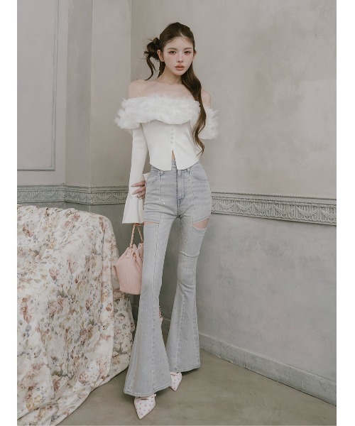 フレアスリーブフラワーオフショルトップス（その他トップス）｜Darich