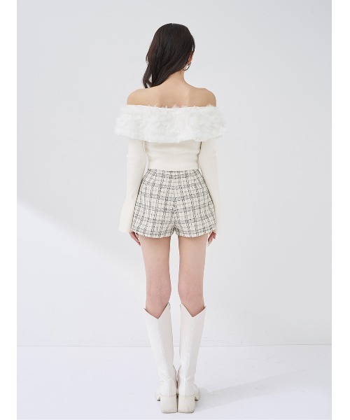 Darich ダーリッチ　フレアスリーブフラワーオフショルトップス　サックス Darich（ダーリッチ）の「フレアスリーブフラワーオフショルトップス