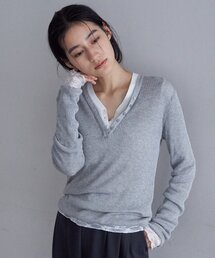 SHENERY | ヘンリーネックレイヤードニット(ニット/セーター)