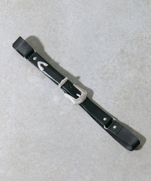 TOGA PULLA ベルト TOGA PULLA/METAL BUCKLE LEATHER BELT (BLACK)
