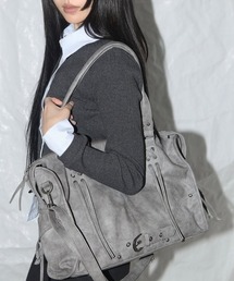 DIAVEL | 【3色展開】バイカーデザインバッグ レースアップ×バックル /2WAYトートバッグ（ショルダー付き）(トートバッグ)