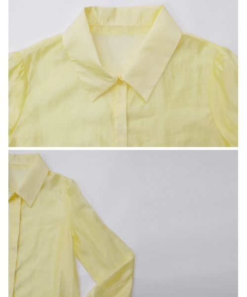 Re:EDIT（リエディ）の「[2026S/S PRE ORDER]マルチウェイドットor無地リボンタイ付きシアーシャツ（シャツ/ブラウス・レディース・ホワイト系その他/ホワイト/イエロー/ブラック系その他/ブラック・LARGE/MEDIUM）」の6枚目の写真