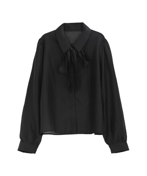 Re:EDIT（リエディ）の「[2026S/S PRE ORDER]マルチウェイドットor無地リボンタイ付きシアーシャツ（シャツ/ブラウス・レディース・ホワイト系その他/ホワイト/イエロー/ブラック系その他/ブラック・LARGE/MEDIUM）」の10枚目の写真