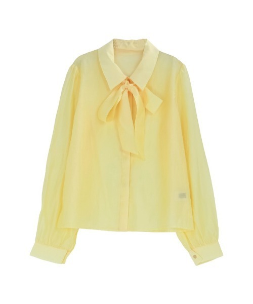 Re:EDIT（リエディ）の「[2026S/S PRE ORDER]マルチウェイドットor無地リボンタイ付きシアーシャツ（シャツ/ブラウス・レディース・ホワイト系その他/ホワイト/イエロー/ブラック系その他/ブラック・LARGE/MEDIUM）」の11枚目の写真
