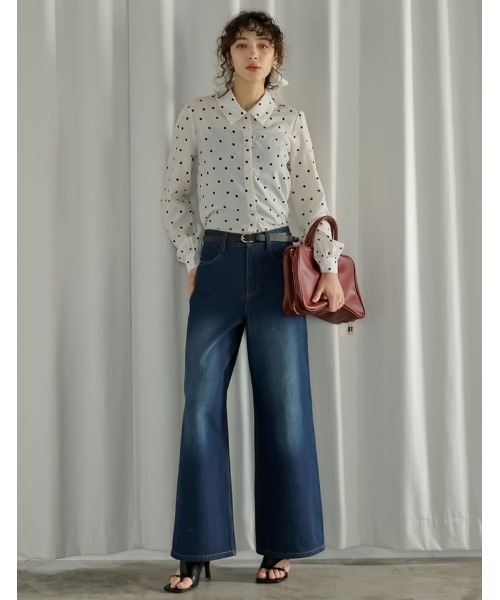 Re:EDIT（リエディ）の「[2026S/S PRE ORDER]マルチウェイドットor無地リボンタイ付きシアーシャツ（シャツ/ブラウス・レディース・ホワイト系その他/ホワイト/イエロー/ブラック系その他/ブラック・LARGE/MEDIUM）」の21枚目の写真