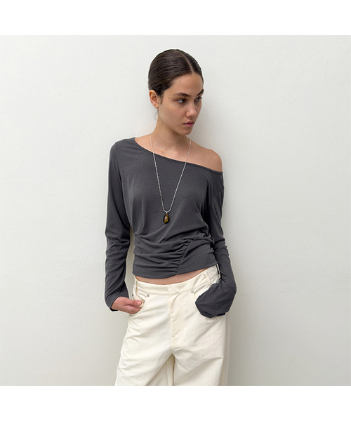 DIAGONAL(ダイアゴナル)の「LOOSE SHIRRING TOP (charcoal)(Tシャツ/カットソー・レディース・その他・FREE)」の1枚目の写真