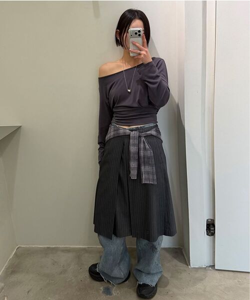 DIAGONAL(ダイアゴナル)の「LOOSE SHIRRING TOP (charcoal)(Tシャツ/カットソー・レディース・その他・FREE)」の8枚目の写真