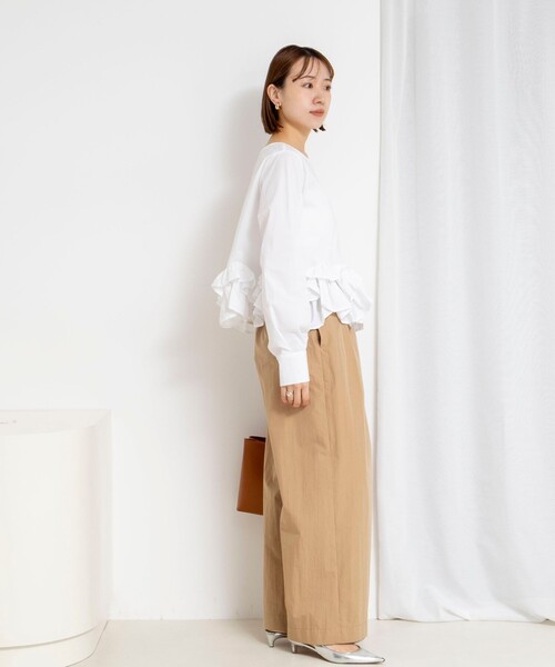 NOLLEY’S（ノーリーズ）の「【WEB限定】ウォッシャブルペプラムフリル2WAYブラウス（シャツ/ブラウス・レディース・ブルー系その他3/オフホワイト・FREE）」の9枚目の写真