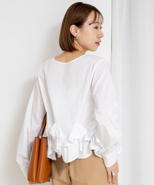 NOLLEY’S（ノーリーズ）の「【WEB限定】ウォッシャブルペプラムフリル2WAYブラウス（シャツ/ブラウス・レディース・ブルー系その他3/オフホワイト・FREE）」の10枚目の写真
