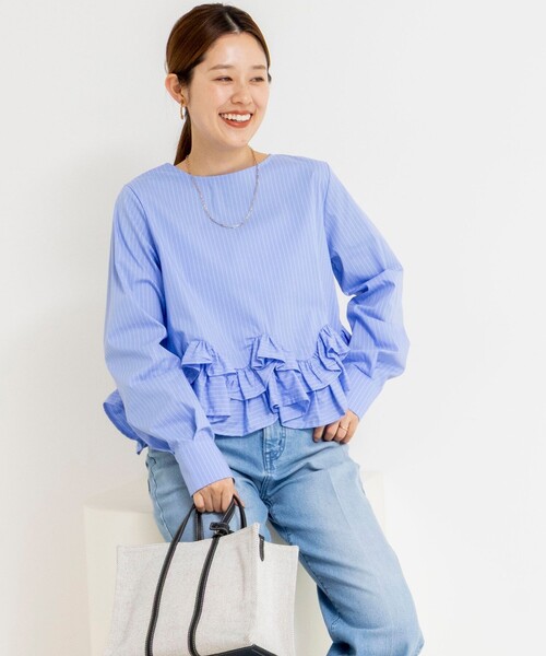 NOLLEY’S（ノーリーズ）の「【WEB限定】ウォッシャブルペプラムフリル2WAYブラウス（シャツ/ブラウス・レディース・ブルー系その他3/オフホワイト・FREE）」の14枚目の写真