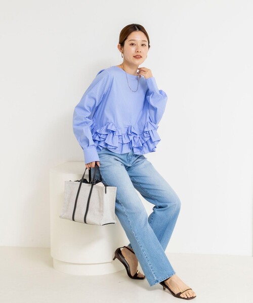 NOLLEY’S（ノーリーズ）の「【WEB限定】ウォッシャブルペプラムフリル2WAYブラウス（シャツ/ブラウス・レディース・ブルー系その他3/オフホワイト・FREE）」の15枚目の写真