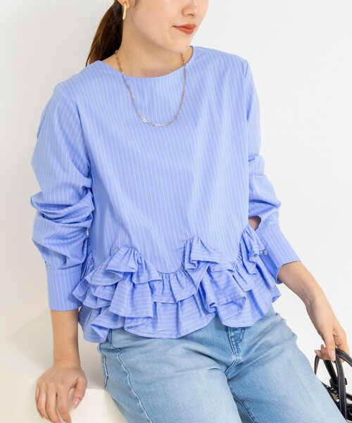 NOLLEY’S（ノーリーズ）の「【WEB限定】ウォッシャブルペプラムフリル2WAYブラウス（シャツ/ブラウス・レディース・ブルー系その他3/オフホワイト・FREE）」の16枚目の写真