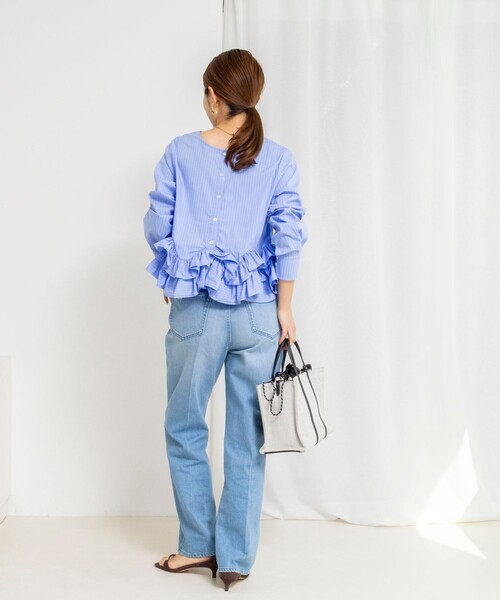 NOLLEY’S（ノーリーズ）の「【WEB限定】ウォッシャブルペプラムフリル2WAYブラウス（シャツ/ブラウス・レディース・ブルー系その他3/オフホワイト・FREE）」の19枚目の写真