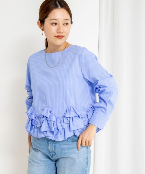 NOLLEY’S（ノーリーズ）の「【WEB限定】ウォッシャブルペプラムフリル2WAYブラウス（シャツ/ブラウス・レディース・ブルー系その他3/オフホワイト・FREE）」の21枚目の写真