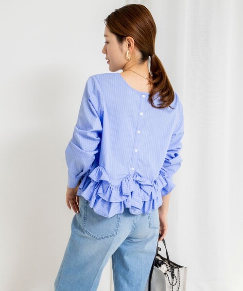NOLLEY’S（ノーリーズ）の「【WEB限定】ウォッシャブルペプラムフリル2WAYブラウス（シャツ/ブラウス・レディース・ブルー系その他3/オフホワイト・FREE）」の22枚目の写真