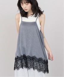 pocket（ポケット）の「裾レースサテンキャミ（キャミソール）」