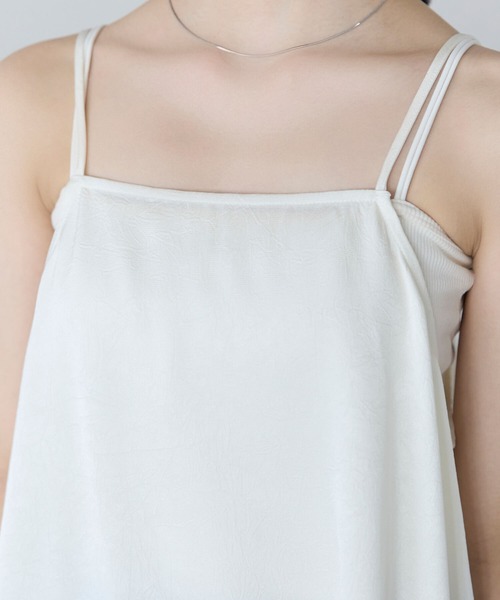 pocket（ポケット）の「裾レースサテンキャミ（キャミソール・レディース・アイボリー/ブラック・FREE）」の8枚目の写真