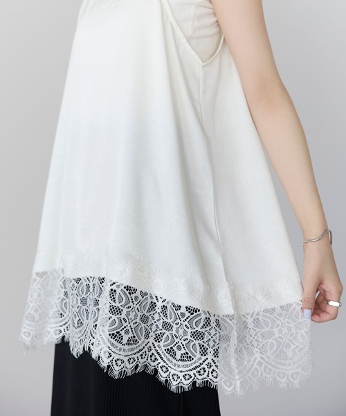 pocket（ポケット）の「裾レースサテンキャミ（キャミソール・レディース・アイボリー/ブラック・FREE）」の11枚目の写真