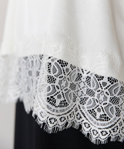 pocket（ポケット）の「裾レースサテンキャミ（キャミソール・レディース・アイボリー/ブラック・FREE）」の12枚目の写真